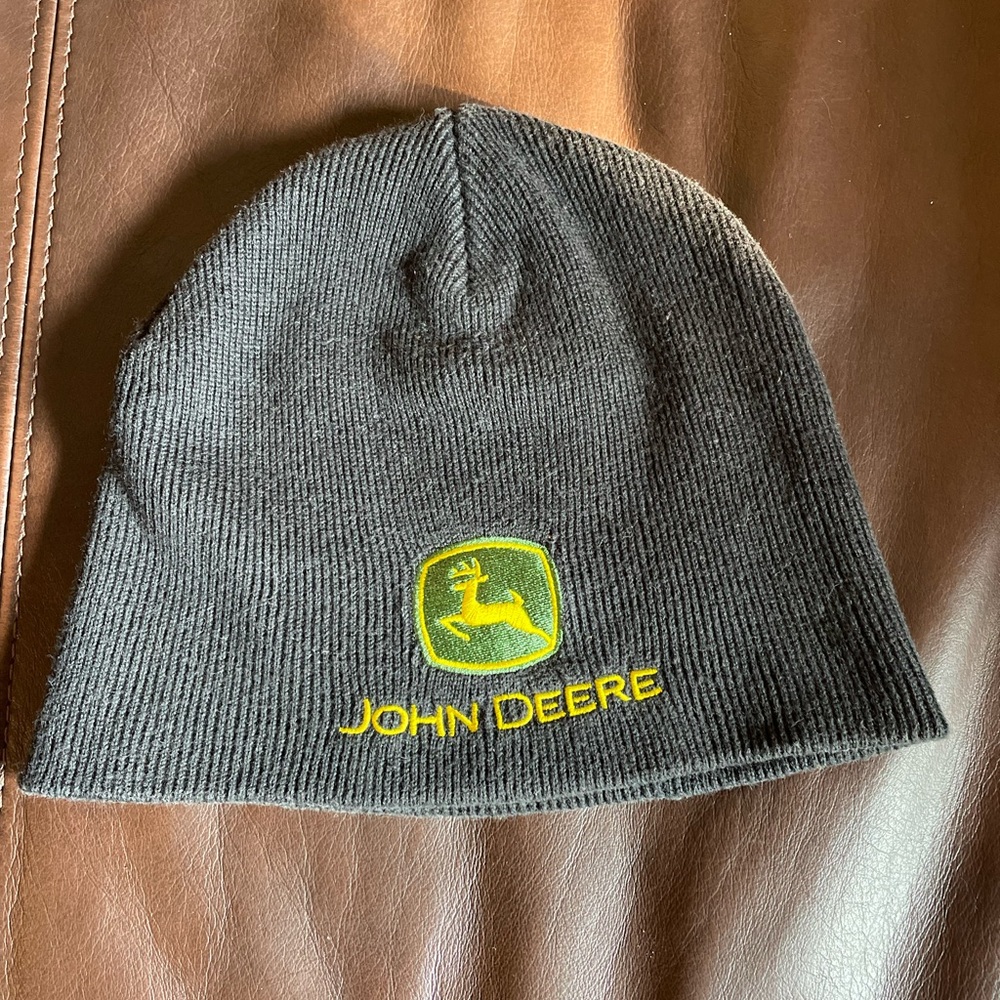 John Deere Gray Light Black Beanie Hat One Size